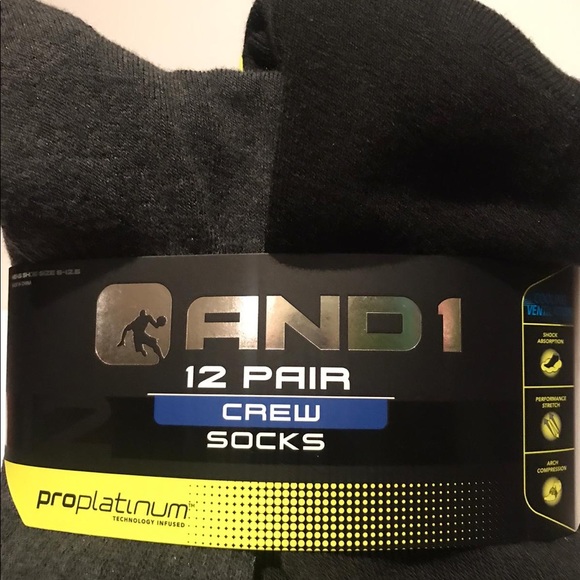 12 PAIRS AND1 Long Crew PROPLATINUM Socks 6 - 12.5 - Picture 6 of 8